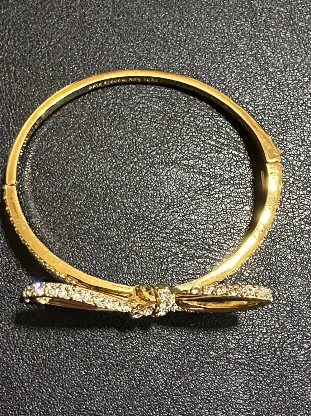 Kate Spade New York Skinny Mini Pave’ Gold Plate Bow Hinged Bangle Bracelet